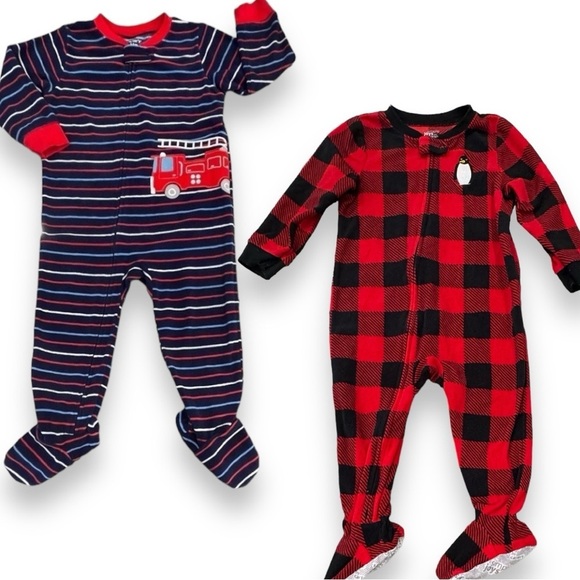 Set of 2 Carter’s One Piece Fleece Sleeper Pajamas Size 24M - Picture 1 of 6
